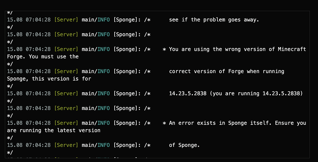 Says Wrong Version But Its Not - Sponge Support - Sponge Forums